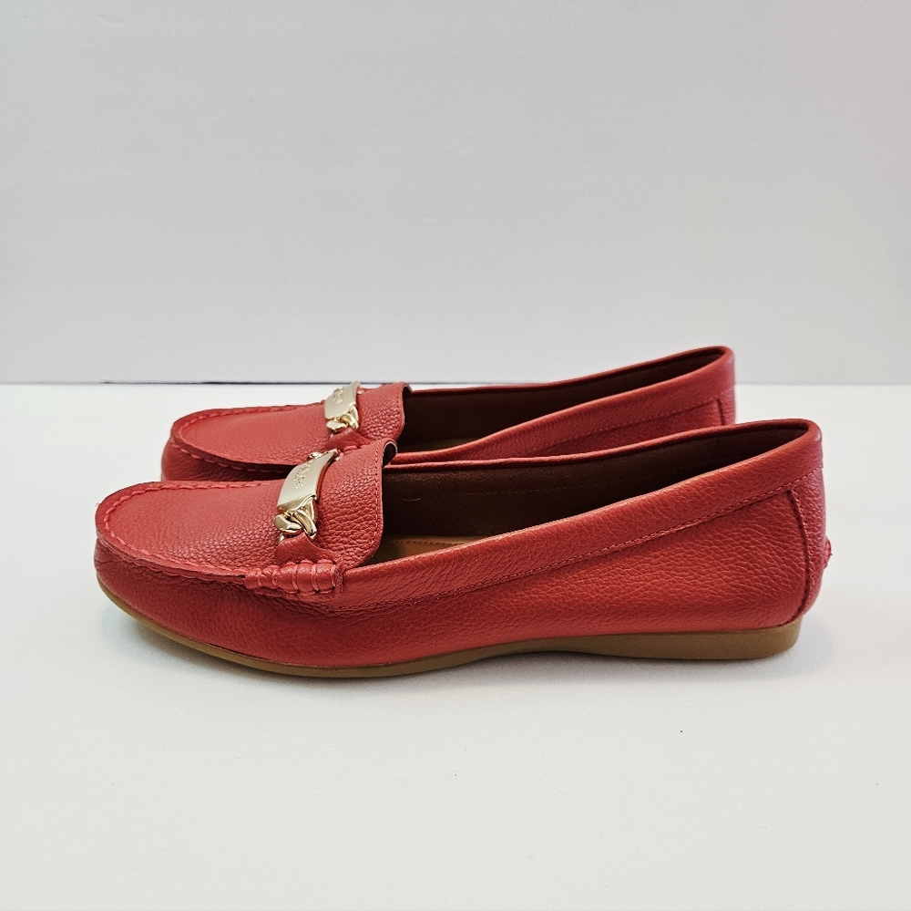 Coach Olive Loafer 8.5B Peach Pebble Grain Leather SlipOn Flat Shoes A7751 - Picture 2 of 11